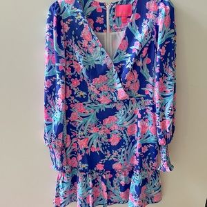 Lilly Pulitzer Rosie Stretch Dress Corsica Blue Toucan Party Size 4